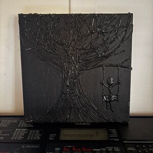 Black Textured Tree Art on Canvas
